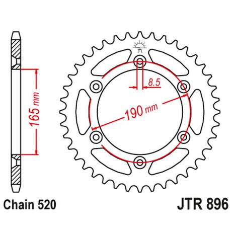 _JT Steel Rear Sprocket KTM 125 Enduro 86-87 250 Enduro 81-89 52 T | JTR-896-P | Greenland MX_