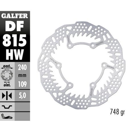 _Galfer Shark Beta RR 250 2T 12-.. Beta RR 450 4T 13-.. Rear Brake Disk Fixed 240x5mm | DF815HW | Greenland MX_