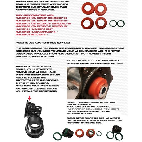 _4MX KTM EXC/EXC-F 16-.. SX/SX-F 15-.. Husqvarna 14-.. Wheel Bearing Protector Kit Orange | 4MX-BP-02-OR | Greenland MX_