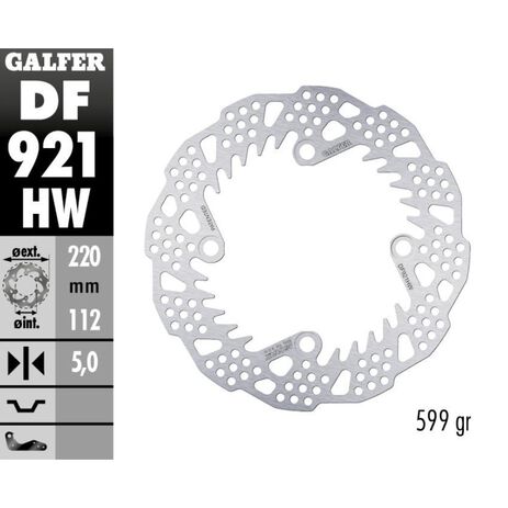 _Galfer Shark Sherco SE/SE-F 250/300 14-.. SE-F 450 15-.. Rear Brake Disk Fixed 220x5mm | DF921HW | Greenland MX_