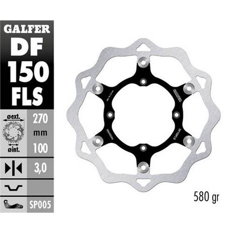 _Galfer Front Brake Disk Wave Floating Kawasak KX 125/250 83-02 Oversize 270x3mm | DF150FLS | Greenland MX_