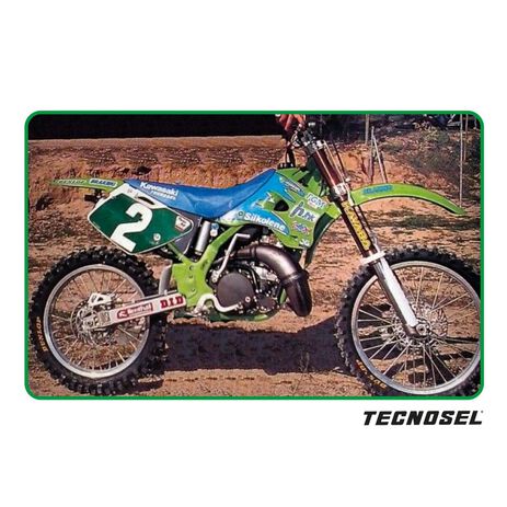 _Tecnosel Decal Kit + Seat Cover Replica Team Kawasaki 1996 KX 125/250 94-98 | 84V01 | Greenland MX_
